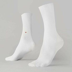 Dueple White Jack  Crew Length Ribbed Socks Women's Size 12-13.5 OR Men's 11-13